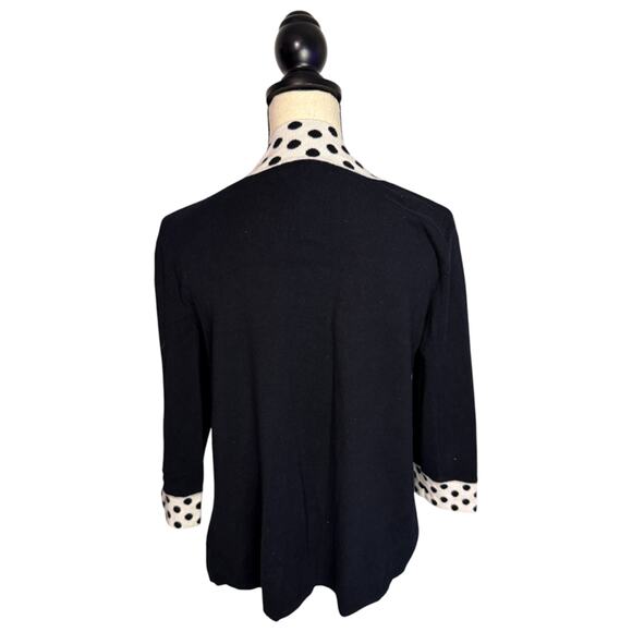 Designers Originals Open-Front Polka Dot Cardigan Sweater Size Large Black White - Picture 4 of 6